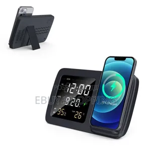 Photo - Modern Abs Desktop Clock With 15w Qi Wireless Charging