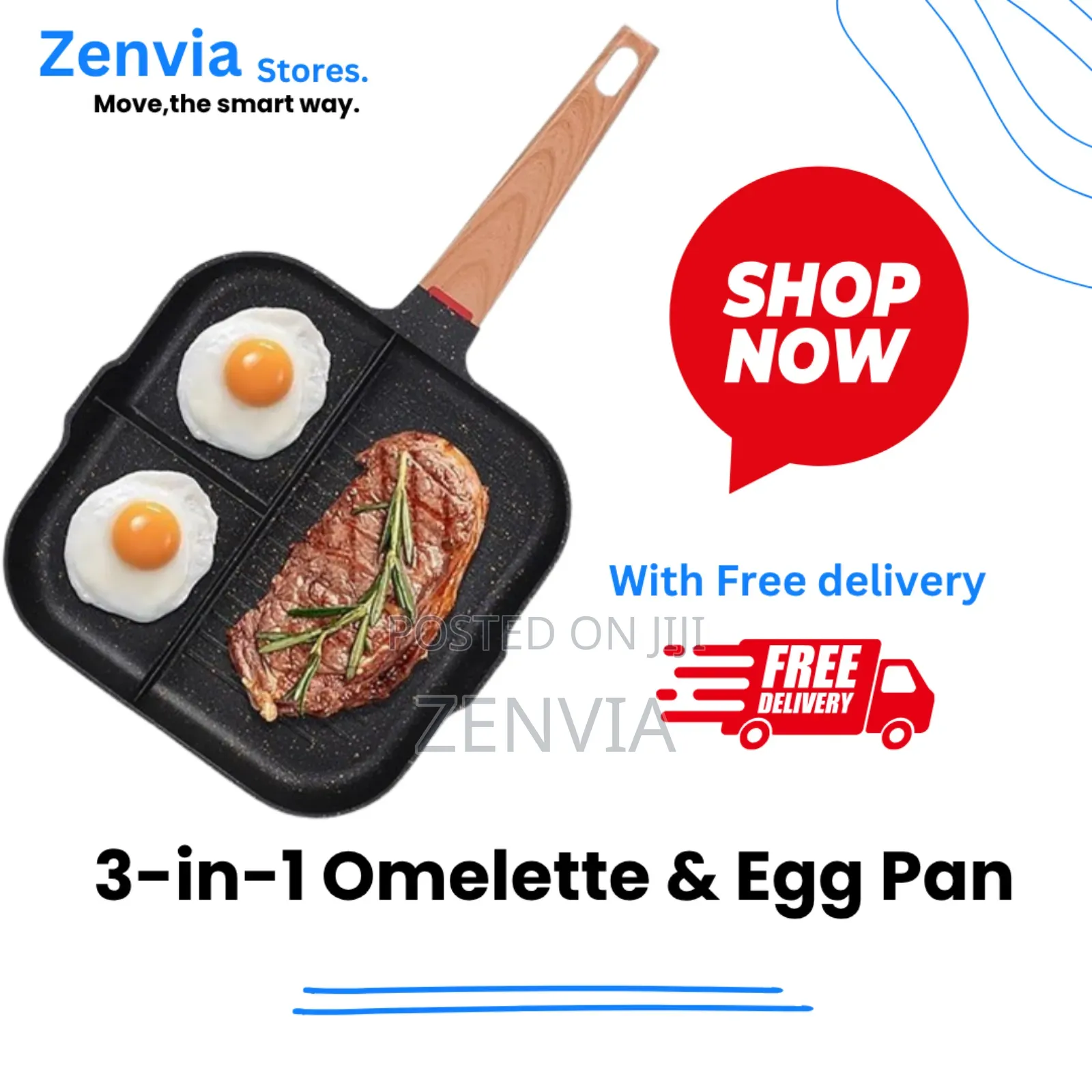 3-in-1 Omelette Egg Pan ●Perfect For Breakfast ● Fast Cooking