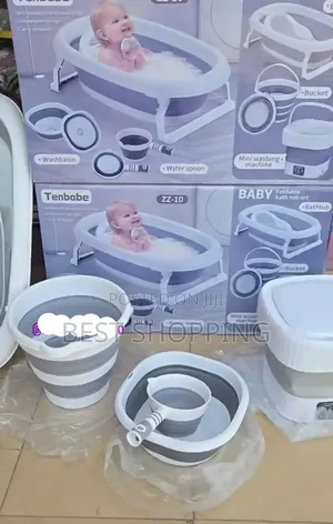 Photo - 6 in 1 Foldable Baby Bath Tub Set With Folding Washing Machine