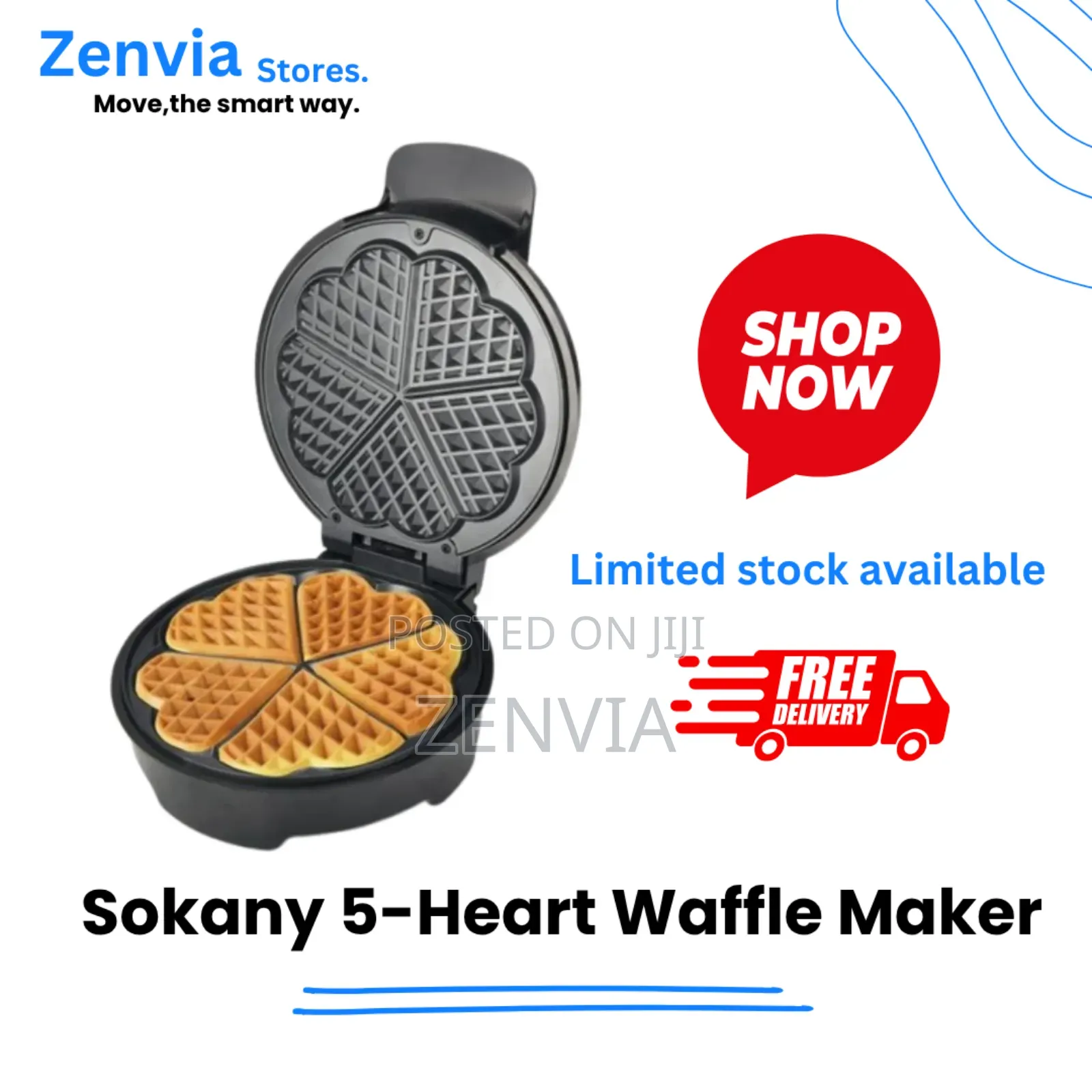 Sokany 5-heart Waffle Maker