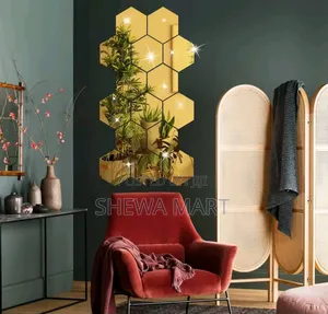 Photo - Acrylic Mirror Wall Stickers, Hexagon Mirror Wall