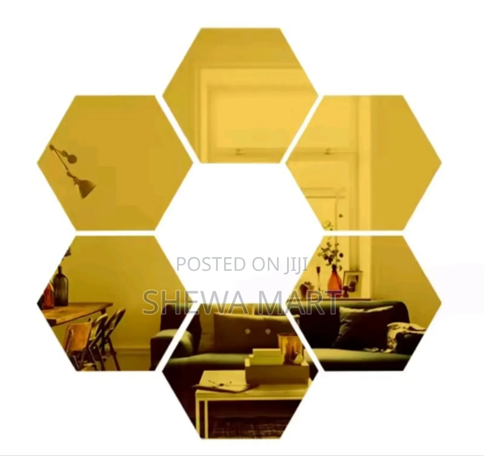 Acrylic Mirror Wall Stickers, Hexagon Mirror Wall