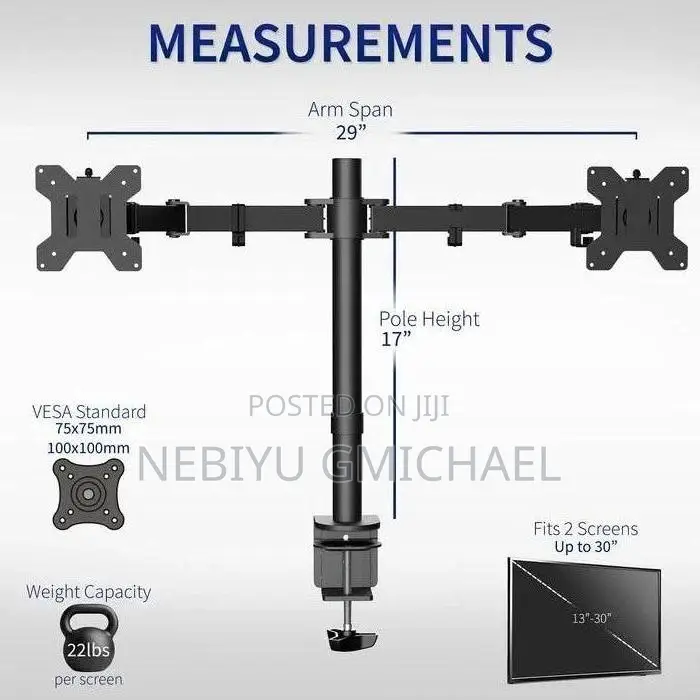 Vivo Dual
Monitor
Desk
Mount