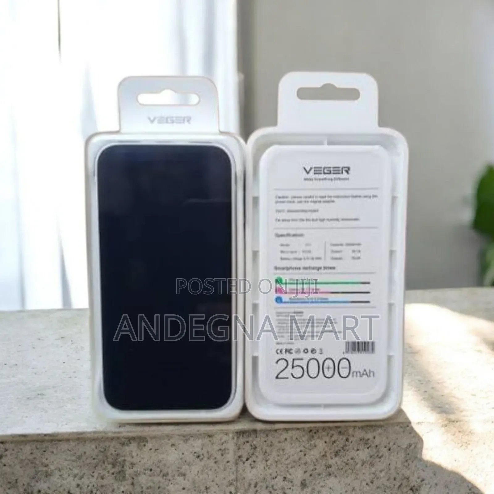 25000mah Veger Light Powerbank | Two Devices Charging at Once.