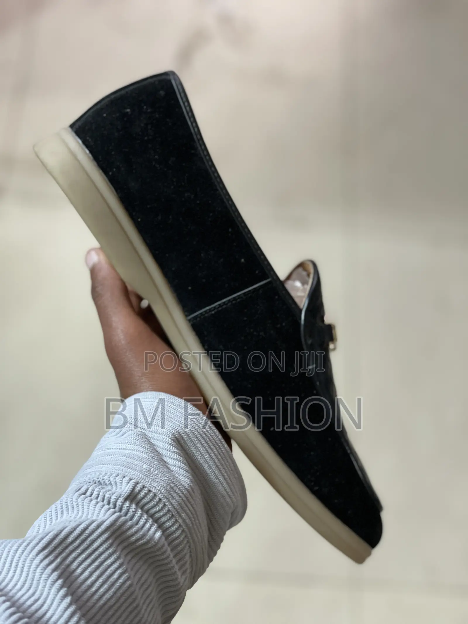 Men's Black Suede Loafer With a Gold-Tone