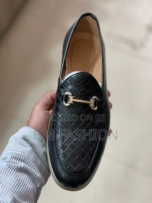 Men's Black Suede and Woven Leather-Loafer