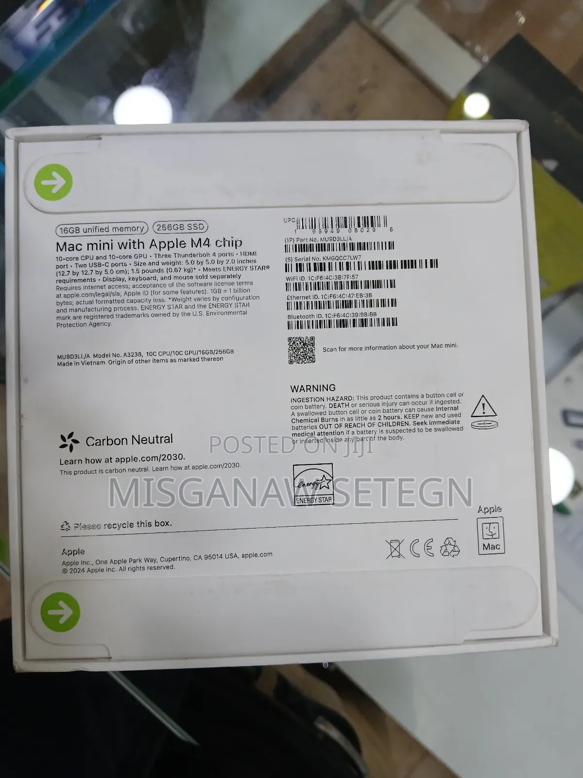 New Desktop Computer Apple Mac Mini M4 16GB Apple M4 SSD 256GB