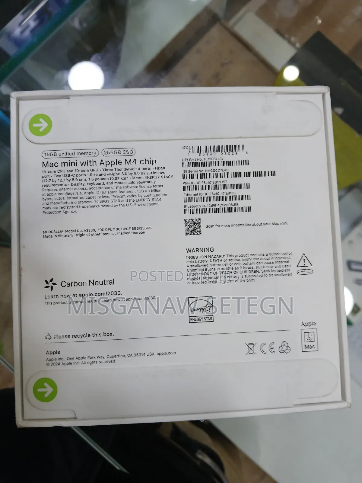 New Desktop Computer Apple Mac Mini M4 16GB Apple M4 SSD 256GB