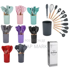 Photo - Silicone Kitchen Utensils With Wooden Handler
