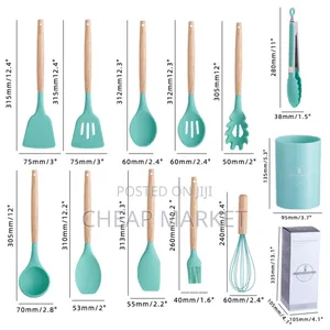 Silicone Kitchen Utensils With Wooden Handler