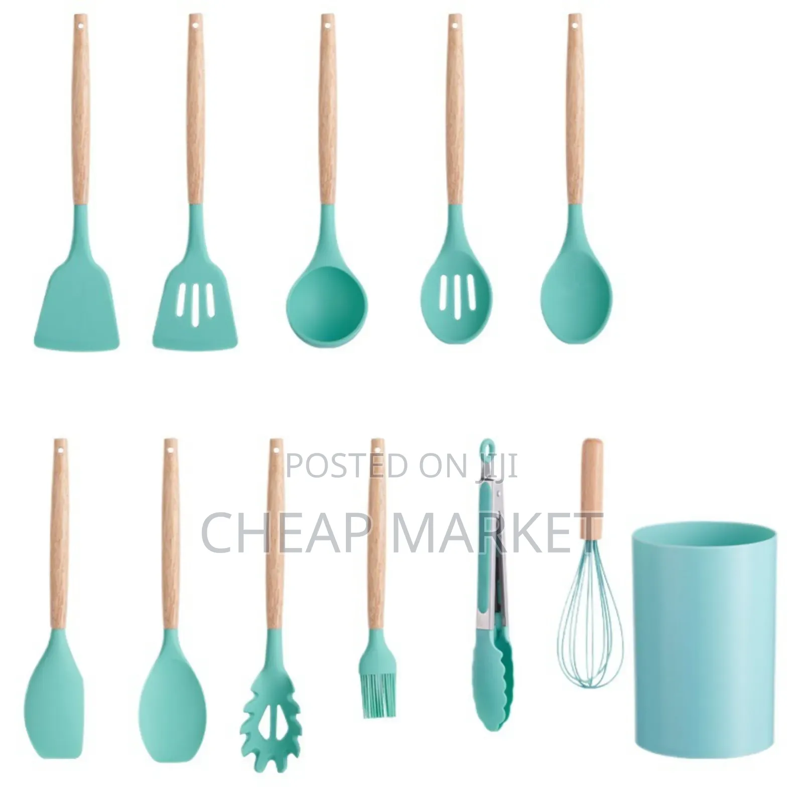 Silicone Kitchen Utensils With Wooden Handler