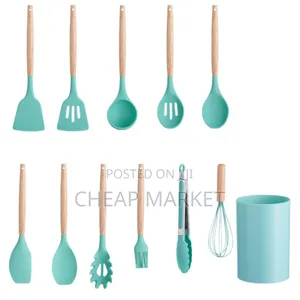 Silicone Kitchen Utensils With Wooden Handler