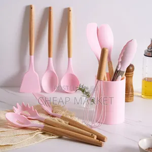 Silicone Kitchen Utensils With Wooden Handler