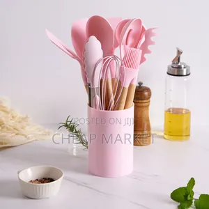 Silicone Kitchen Utensils With Wooden Handler