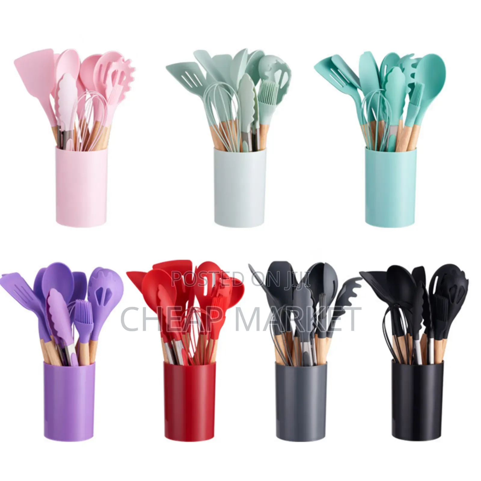 Silicone Kitchen Utensils With Wooden Handler