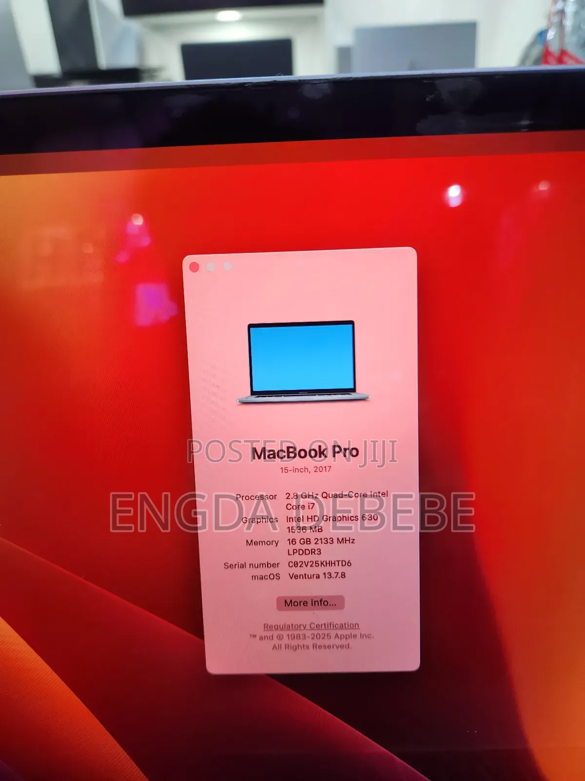 Laptop Apple MacBook Pro 2017 16GB Intel Core I7 SSD 256GB