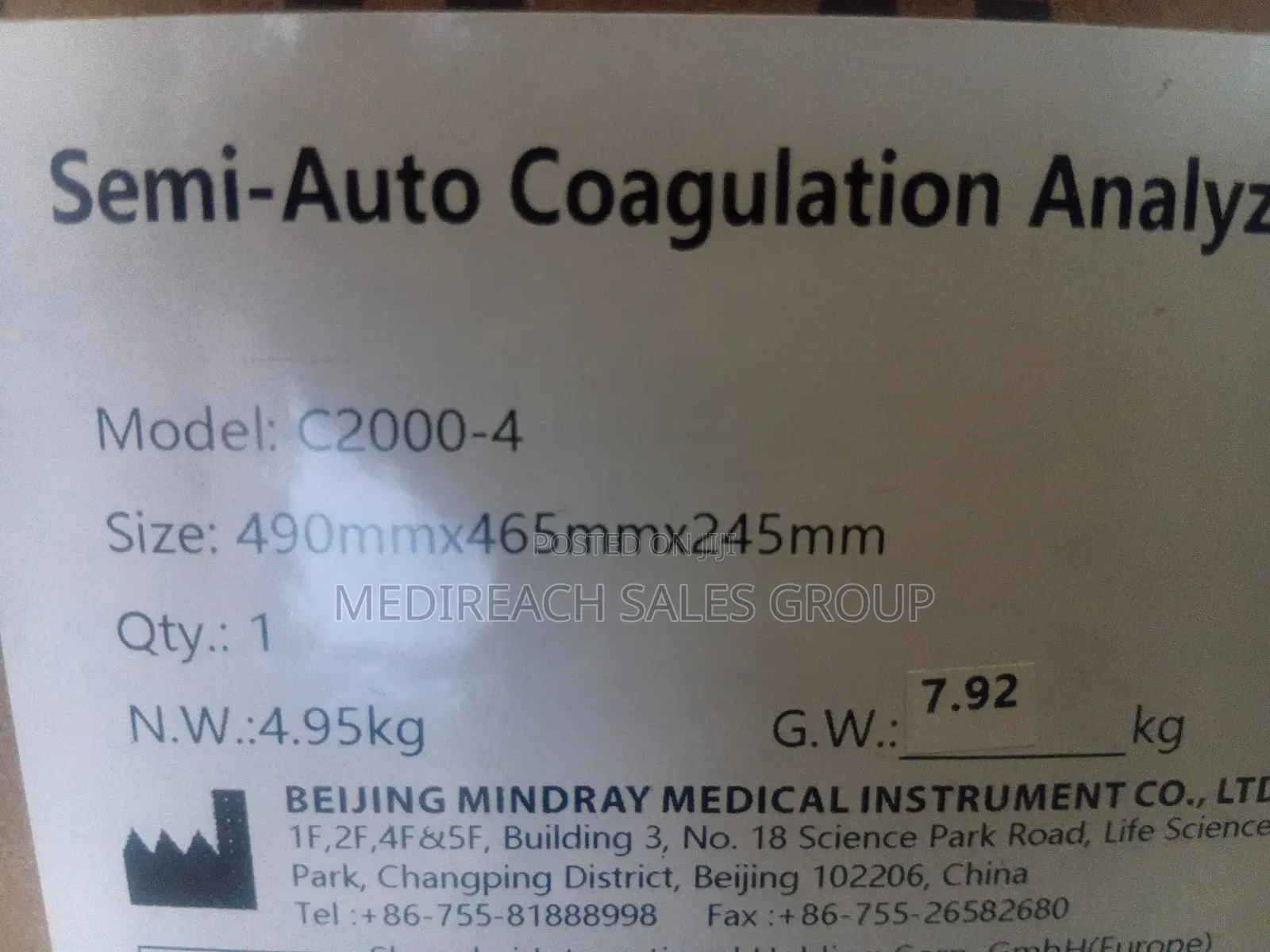 Semi-Auto Coagulation Analyzer C2000-4( Mindray)