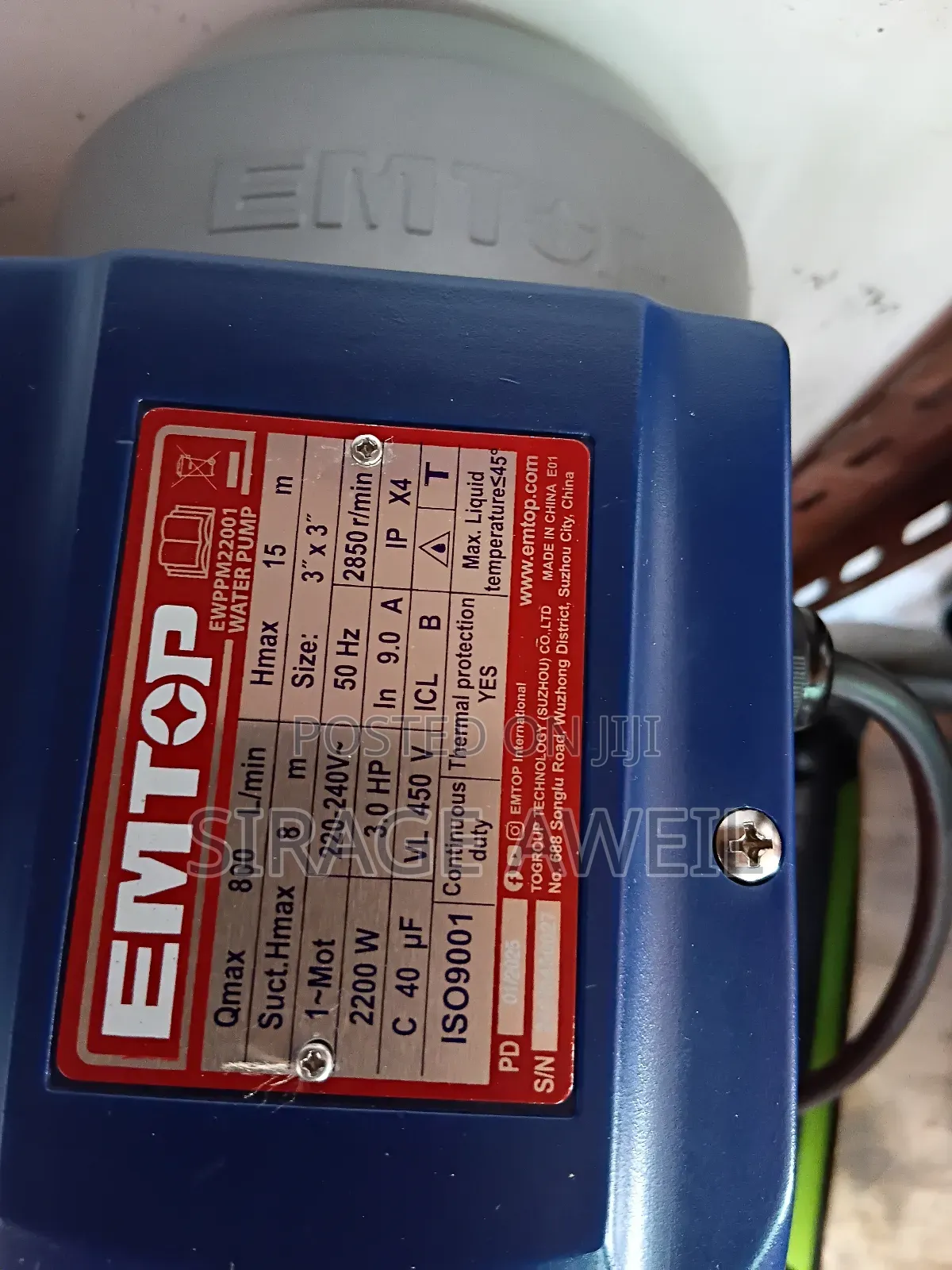 Emtop Water Pump 3hp