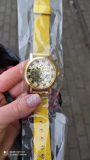Gold-tone Meykey Skeleton Watch With A Mesh Strap