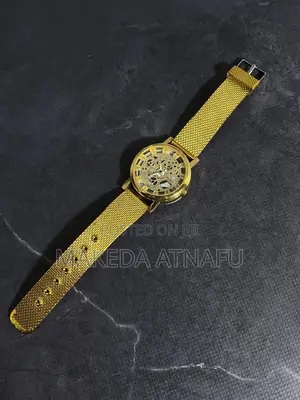 Gold-tone Meykey Skeleton Watch With A Mesh Strap