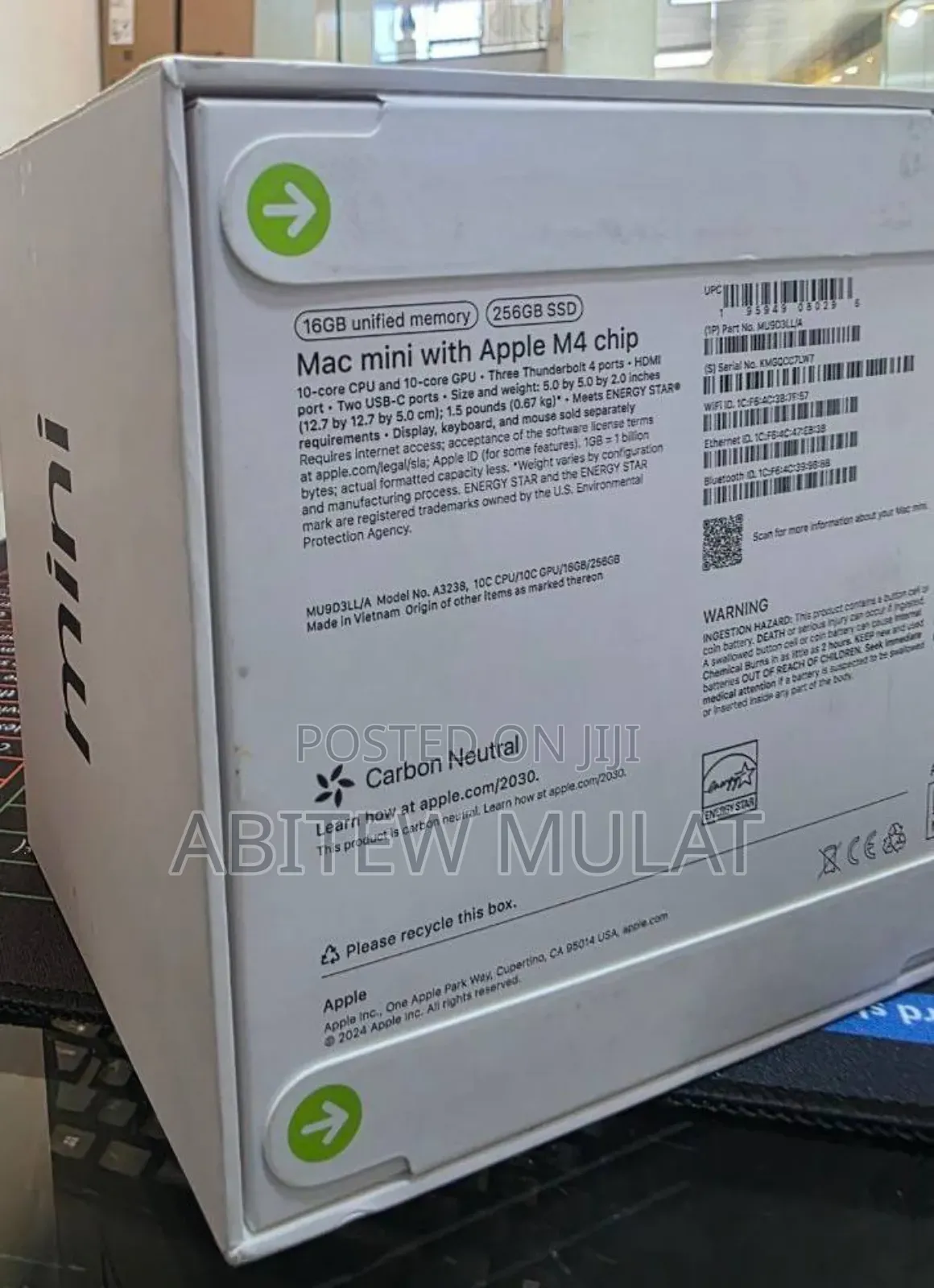 New Desktop Computer Apple Mac Mini 16GB Apple M4 SSD 256GB