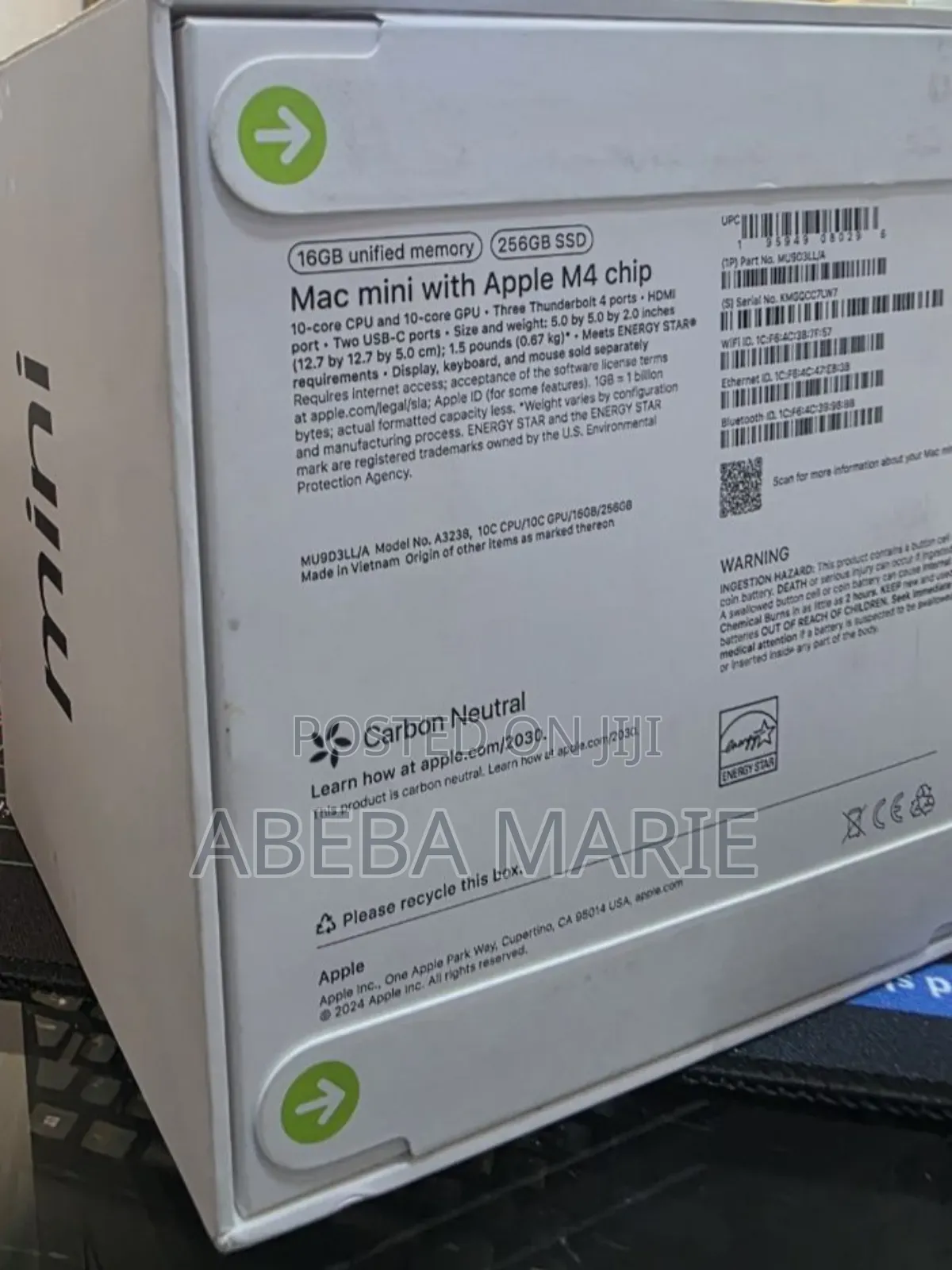 New Desktop Computer Apple Mac Mini M4 16GB Apple M4 SSD 256GB