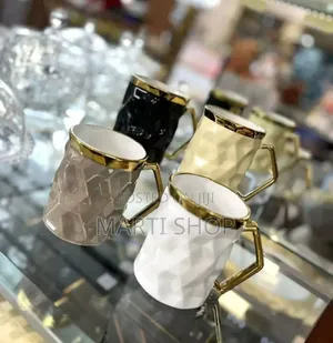 6set Ceramic Mugs With Golden Stand