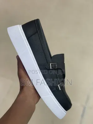 Photo - Black Monk Strap Loafer With White Sole