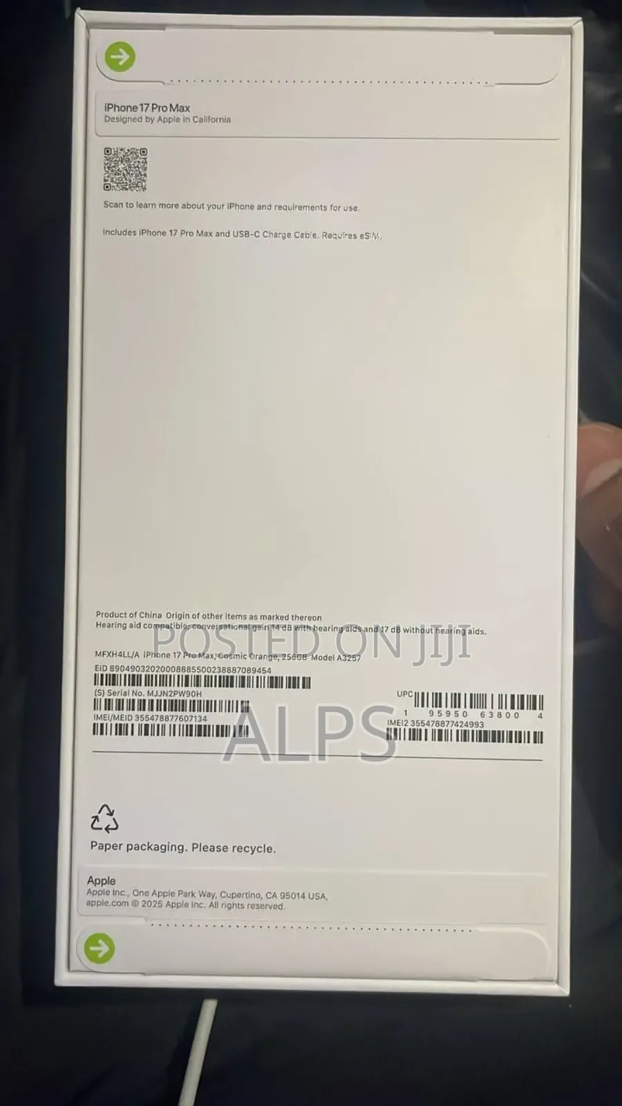 New Apple iPhone 17 Pro Max 256 GB Orange