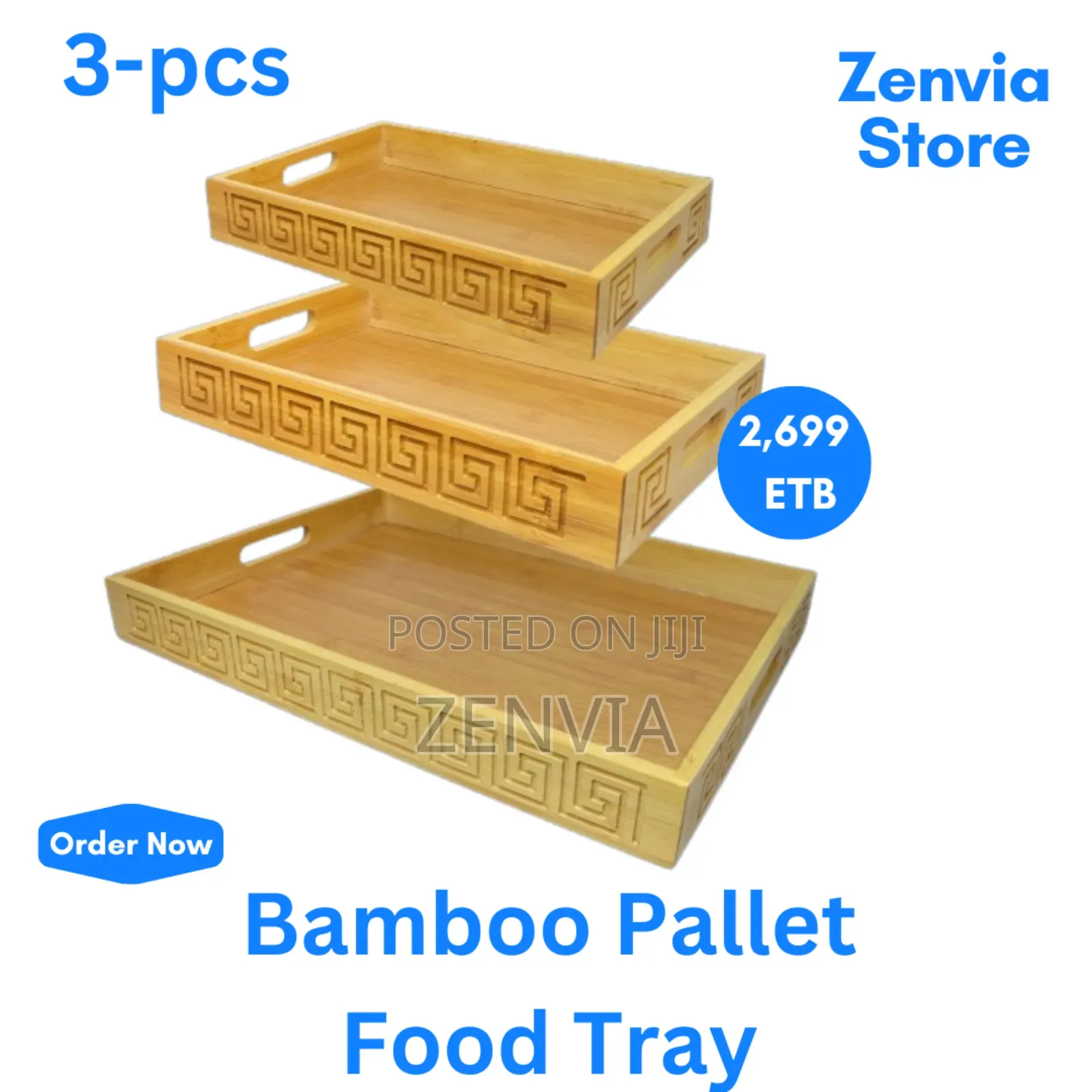 Bamboo Pallet Food Tray-3-pcs