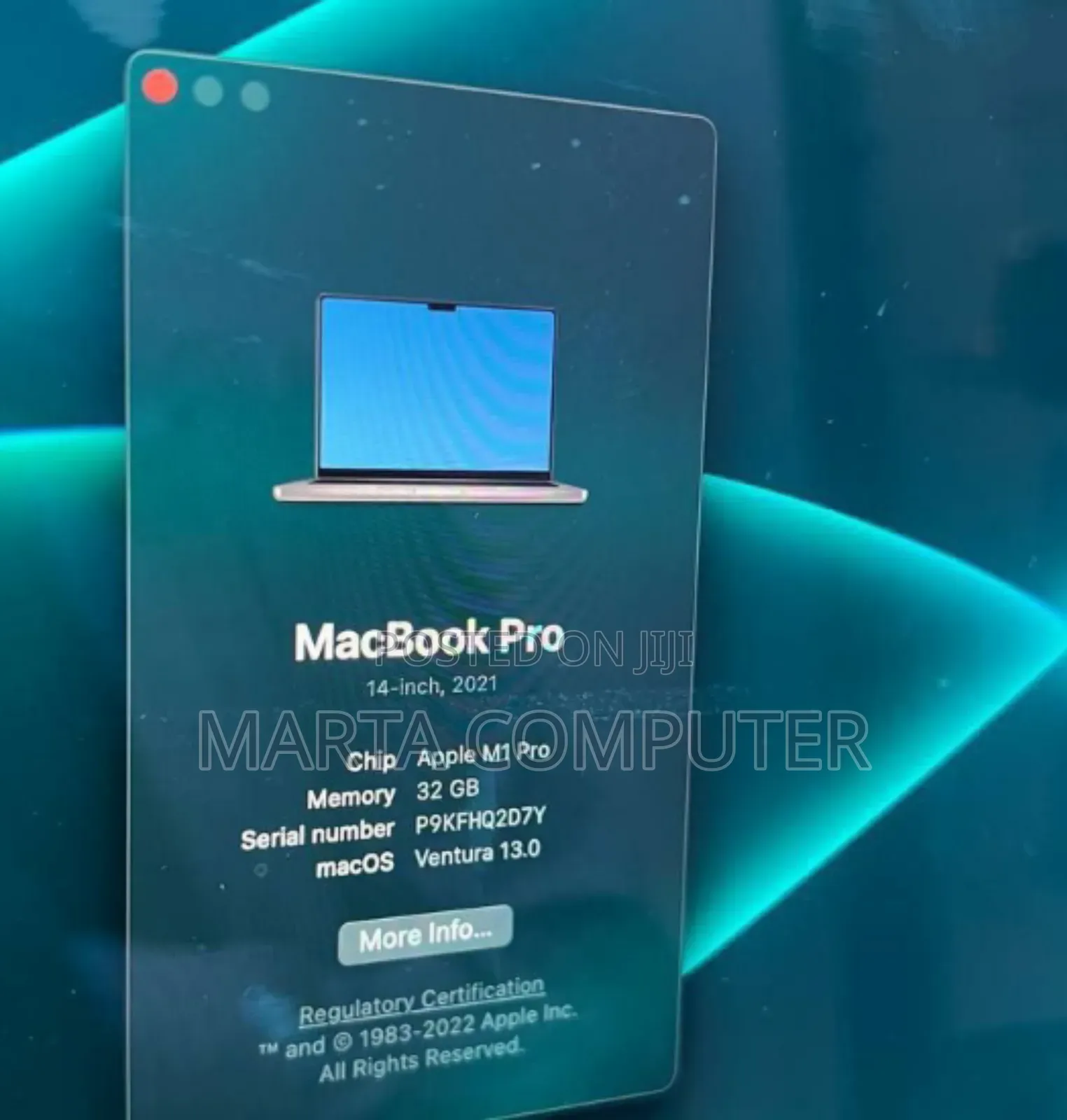 New Laptop Apple MacBook Pro M1 32GB Intel Core I9 SSD 1T