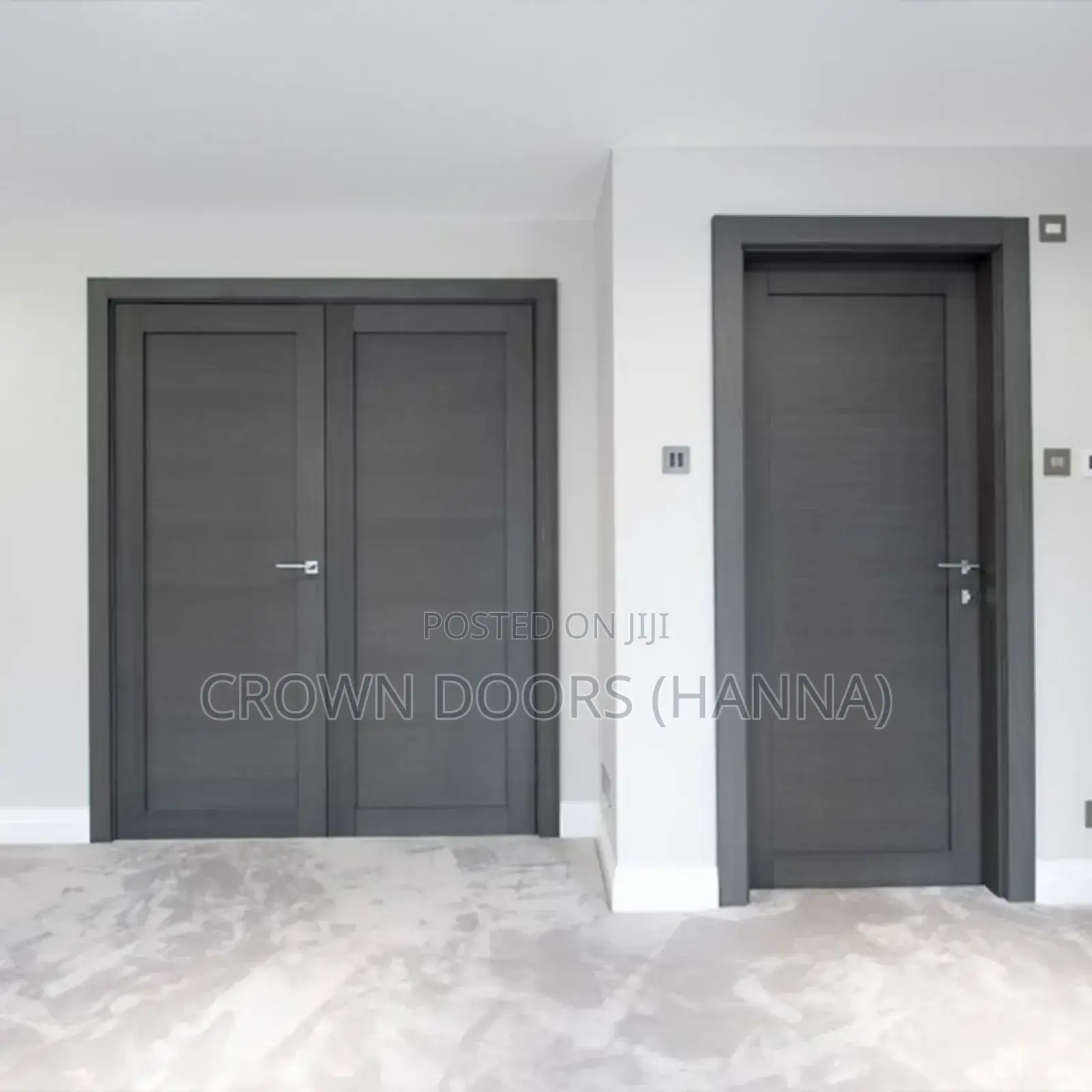 Crown Door Made Of Natural Stone Wooden Fiber. Water Proof Doors