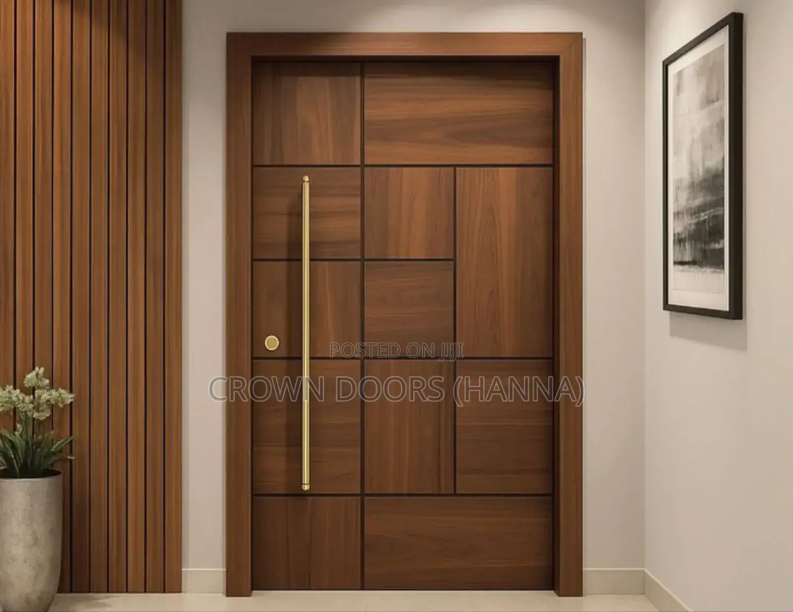 Crown Door Made Of Natural Stone Wooden Fiber. Water Proof Doors