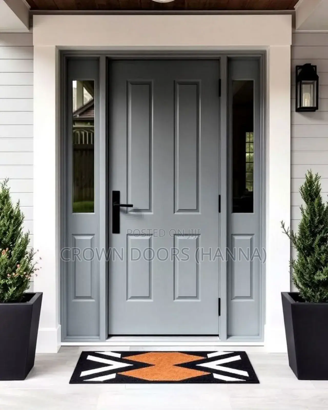 Crown Door Made Of Natural Stone Wooden Fiber. Water Proof Doors
