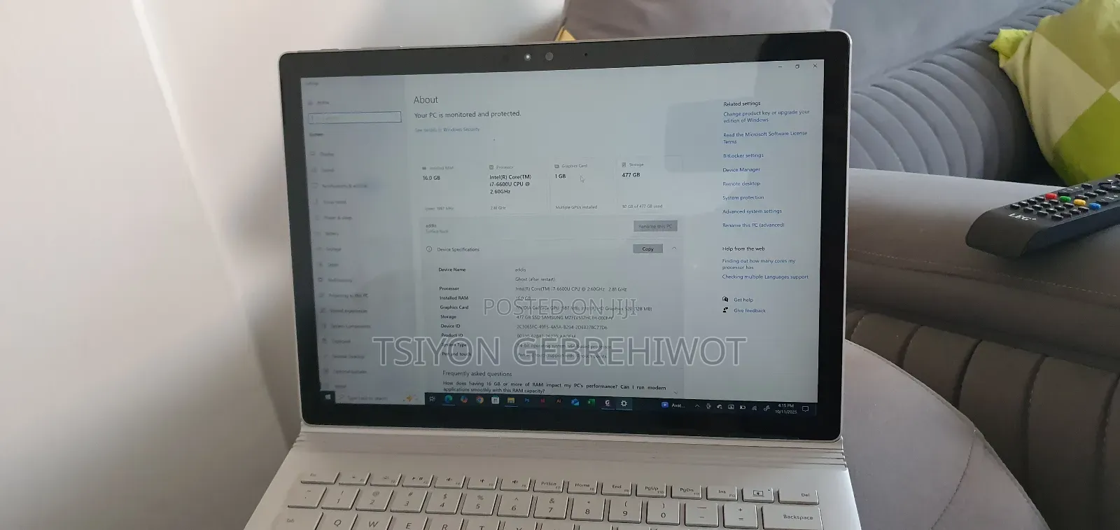 Laptop Microsoft Surface Book 16GB Intel Core I7 SSD 512GB