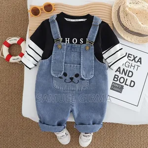 Photo - Mk- 0710 Unisex Jeans Overall With Long Sleeve Tshirt Size: 1-5 Years