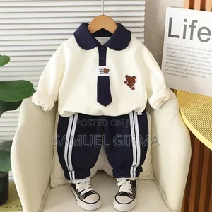 Photo - Mk- 0711 Unisex Sweatshirt With Tie and Pant Set Size: 1-5 Years