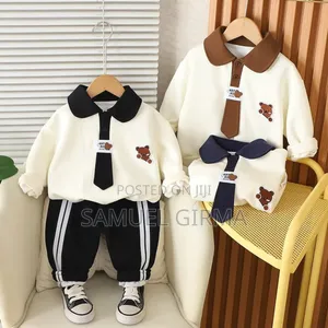 Mk- 0711 Unisex Sweatshirt With Tie and Pant Set Size: 1-5 Years