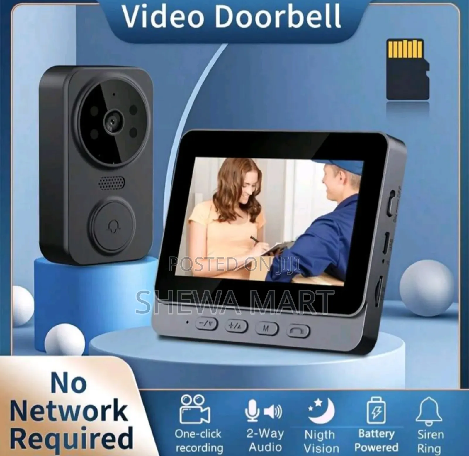 Wireless Video Doorbell Camera, 4.3" LCD Screen, No Wifi/Internet Requ