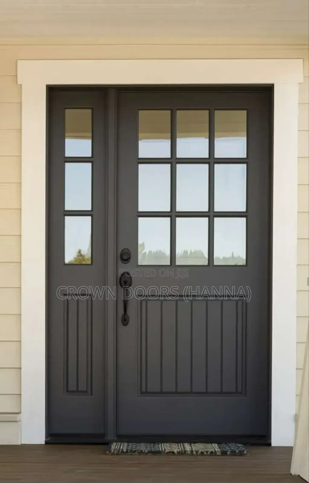 Crown Door Made of Natural Stone Wooden Fiber. Indoor Main Gates