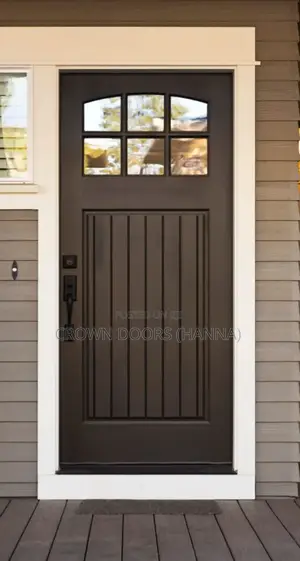 Crown Door Made of Natural Stone Wooden Fiber. Indoor Main Gates