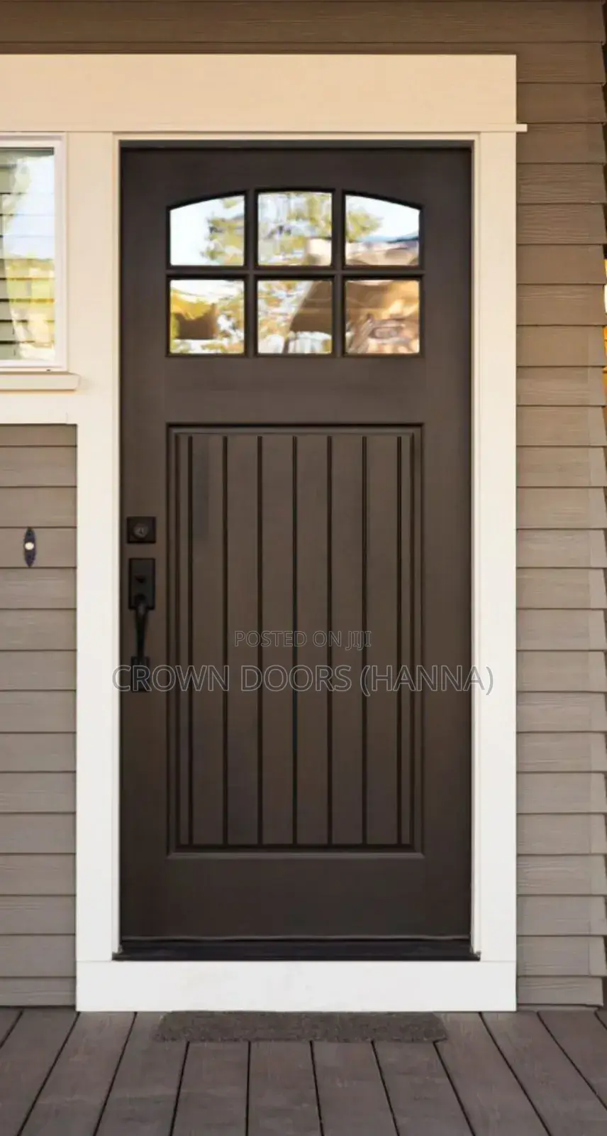 Crown Door Made of Natural Stone Wooden Fiber. Indoor Main Gates