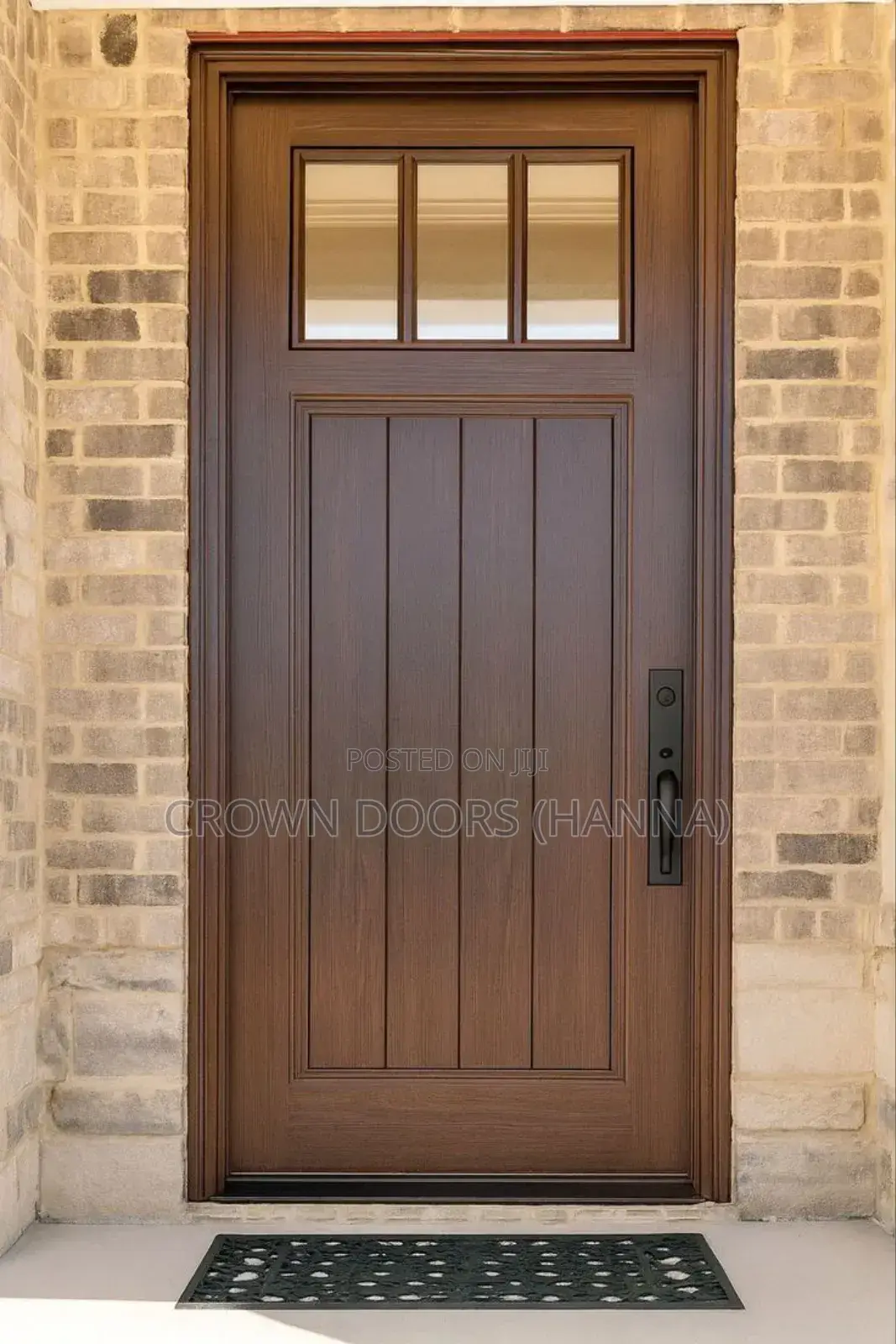 Crown Door Made of Natural Stone Wooden Fiber. Indoor Main Gates