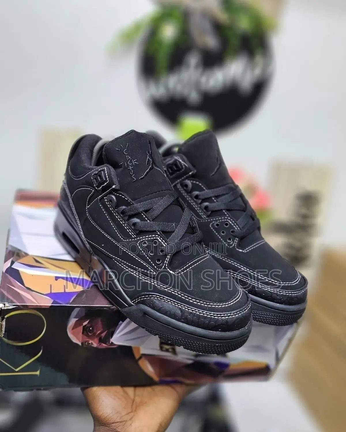 Air Jordan 3 Retro X Travis Scott Custom Black Cat “Cactus Jack”