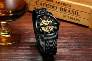 Tevise Stainless Steel Automatic Skeleton Mens Watch