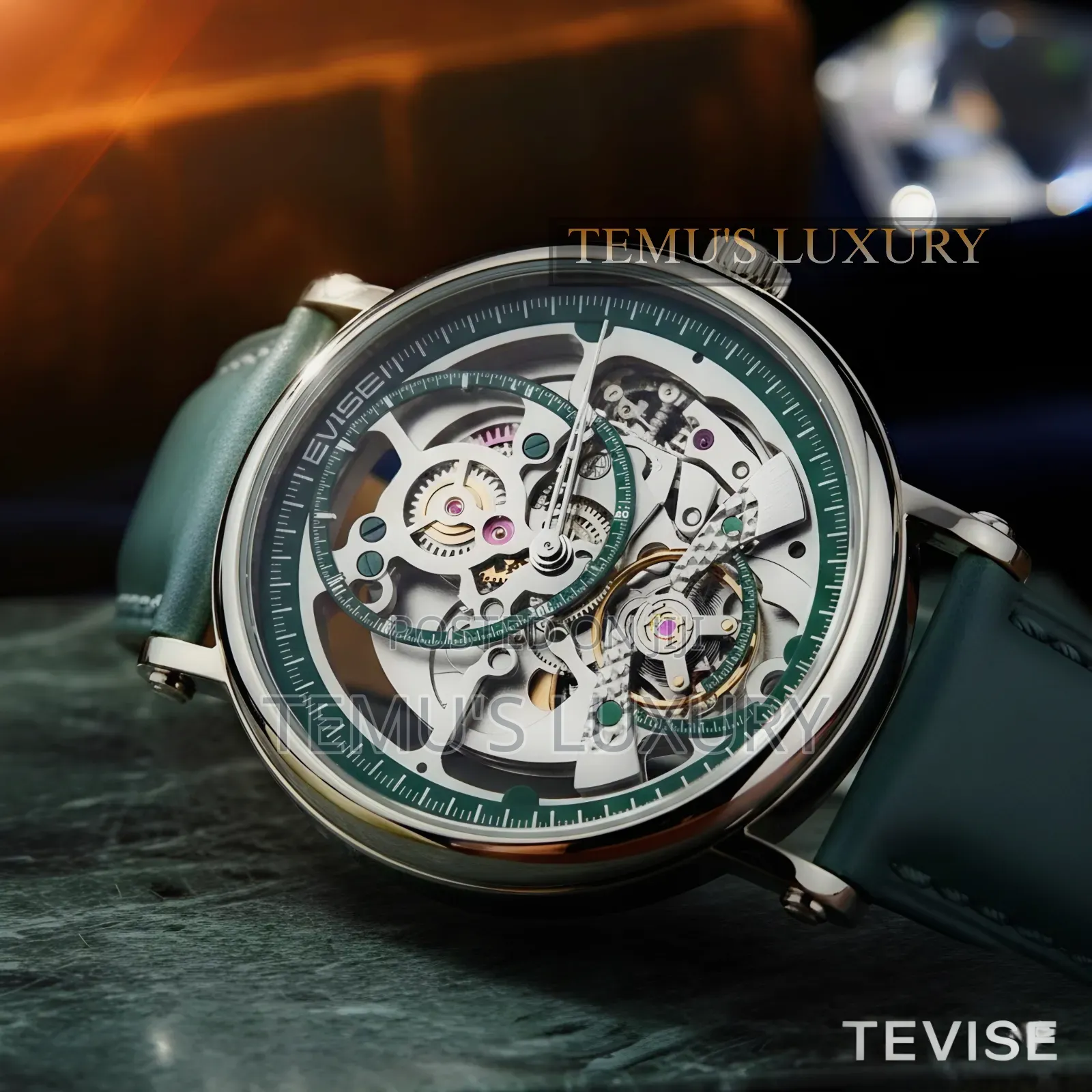 Premium Tevise Skeleton Leather Watch - Mechanical (Classy Men)