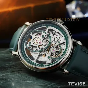 Photo - Premium Tevise Skeleton Leather Watch - Mechanical (Classy Men)