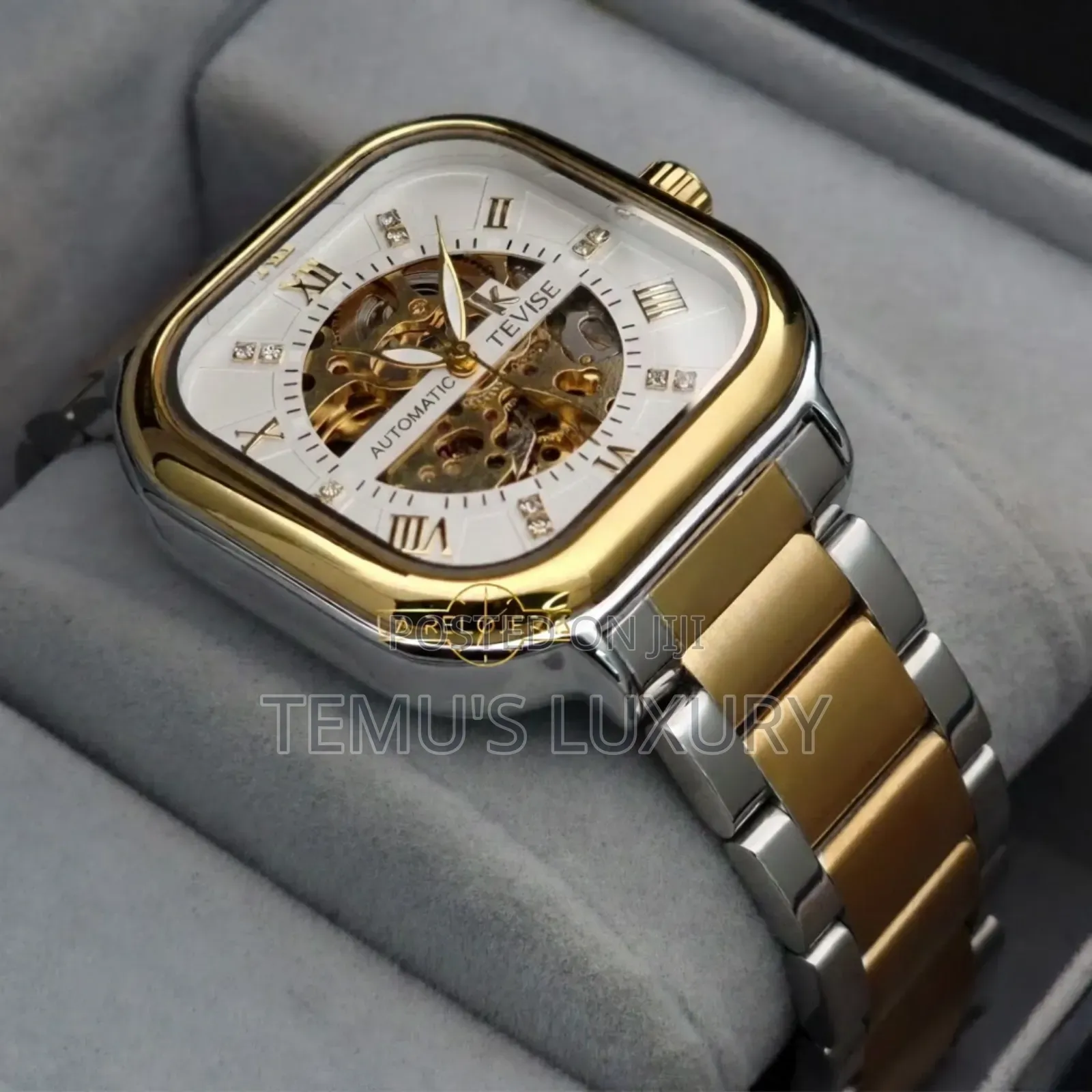 Original Tevise Luxury Automatic Watch - Square Gold/Silver