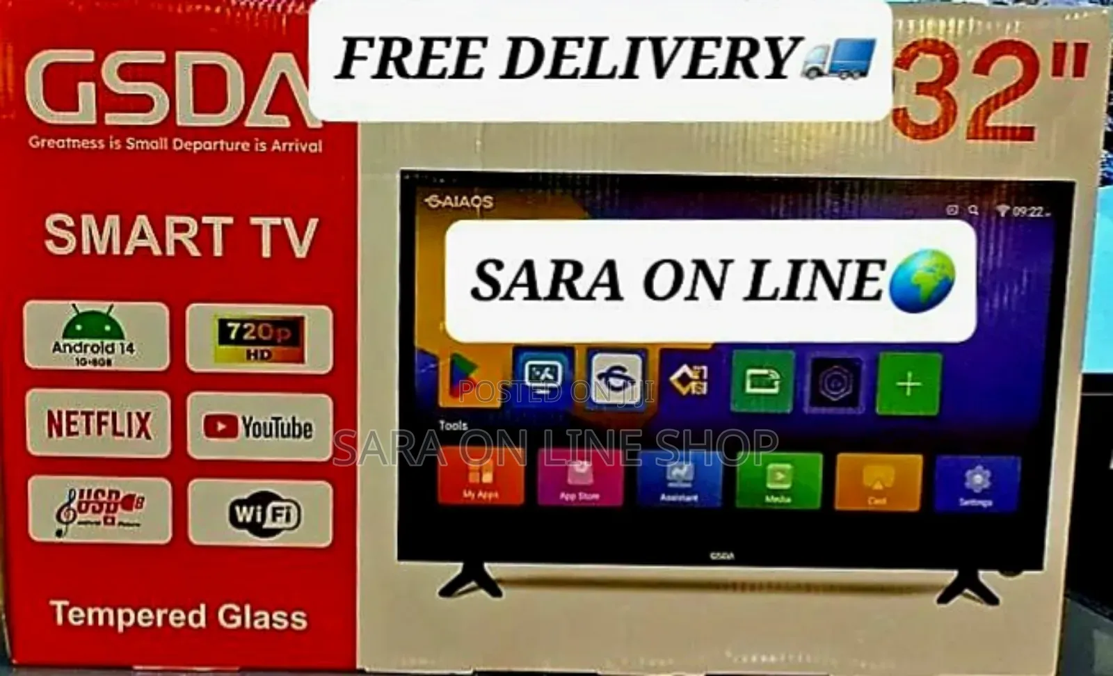 **Gsda 32" Smart Uhd Tv (New Model) Free Delivery 10year Warranty