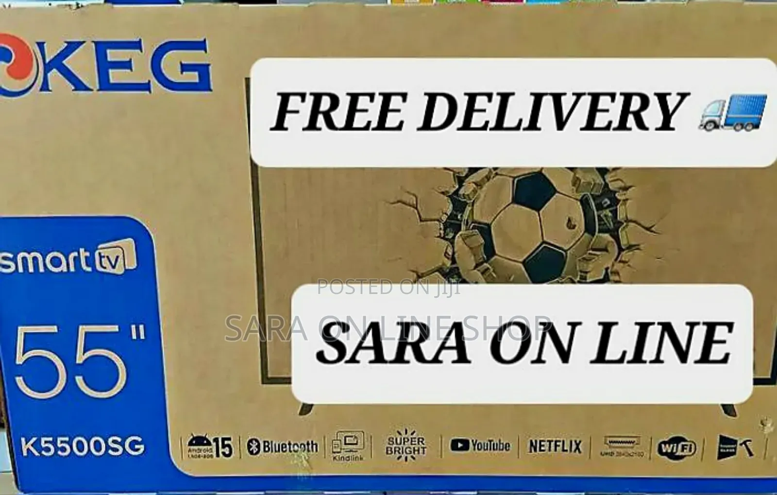 ☆Keg 55" Smart Tv Double Glass New 2025 Model ☆Free Delivery